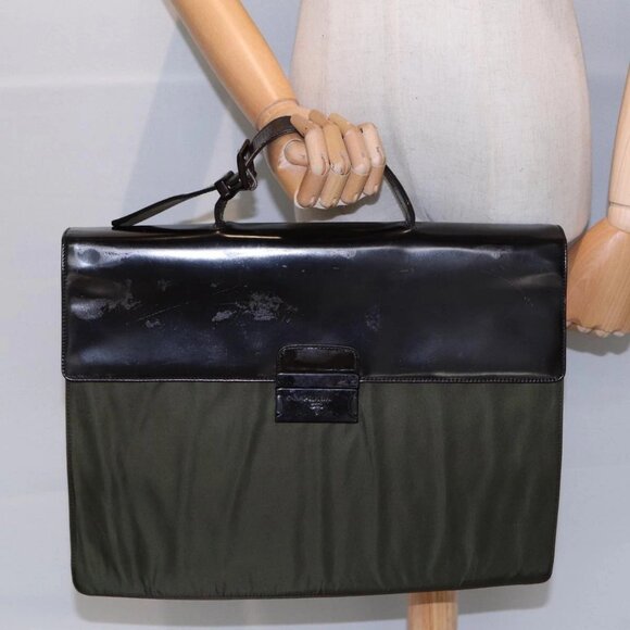 PRADA Business Bag Nylon Khaki Silver Auth bs16524 - Picture 14 of 16